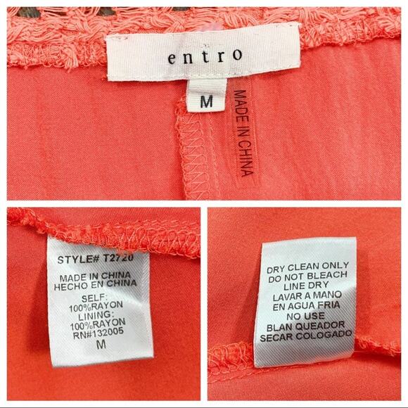 Anthropologie Entro coral lace layered handkerchief asymmetrical tunic blouse - Picture 6 of 7